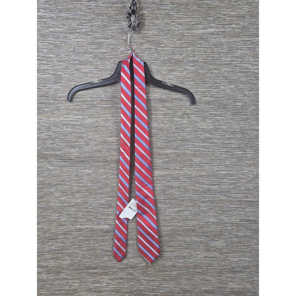 Nordstrom Rack Tie Mens Red Silk Diagonal Stripe Woven Classic Necktie One Size